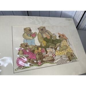 Vintage Bare Cards Hand Colored Merry Ann Mcglinn Whimsical Bear Art Kawaii